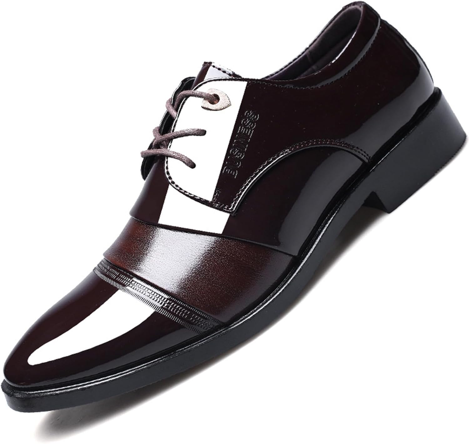 

Мужские дерби из лакированной кожи с заплатками, с заостренным носком, шнуровкой, деловые офисные туфли Kyoescai, коричневый