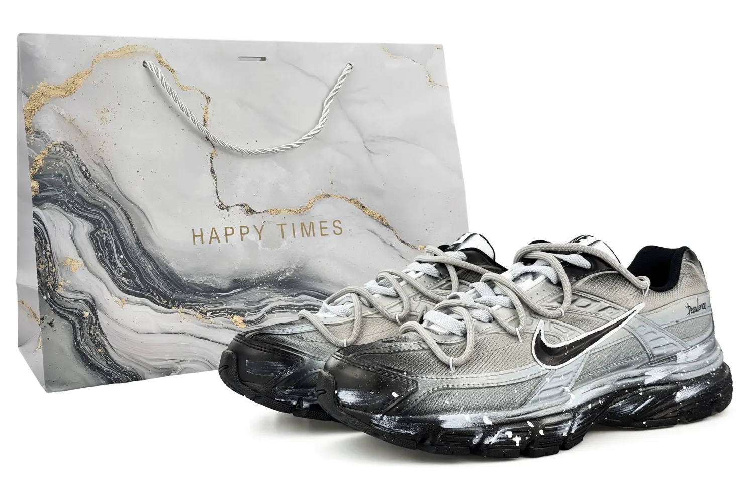 

Nike Кроссовки для бега initiator unisex низкие black white gray