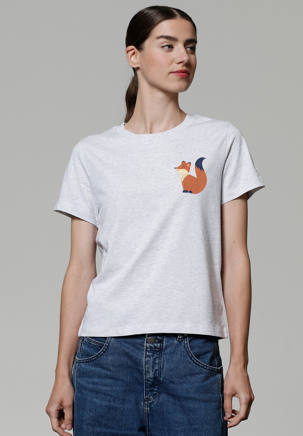 

Футболка с принтом CUTE FOX watapparel, серый
