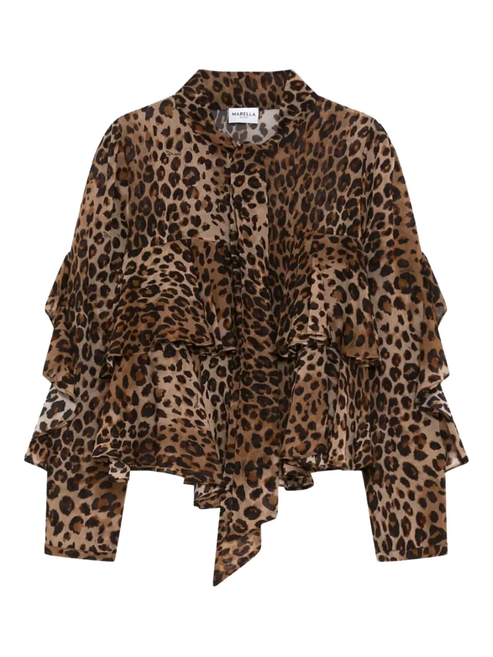 

Блузка Gala с оборками и анималистичным принтом Marella, коричневый