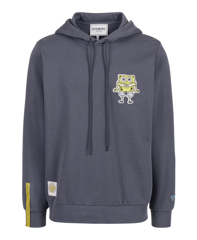 

Темно-Серая толстовка с нашивкой в виде Губки Боба и вышитым логотипом. Iceberg, серый