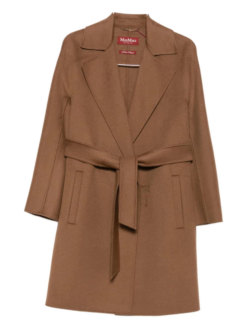 

Однобортное пальто с поясом MAX MARA, коричневый