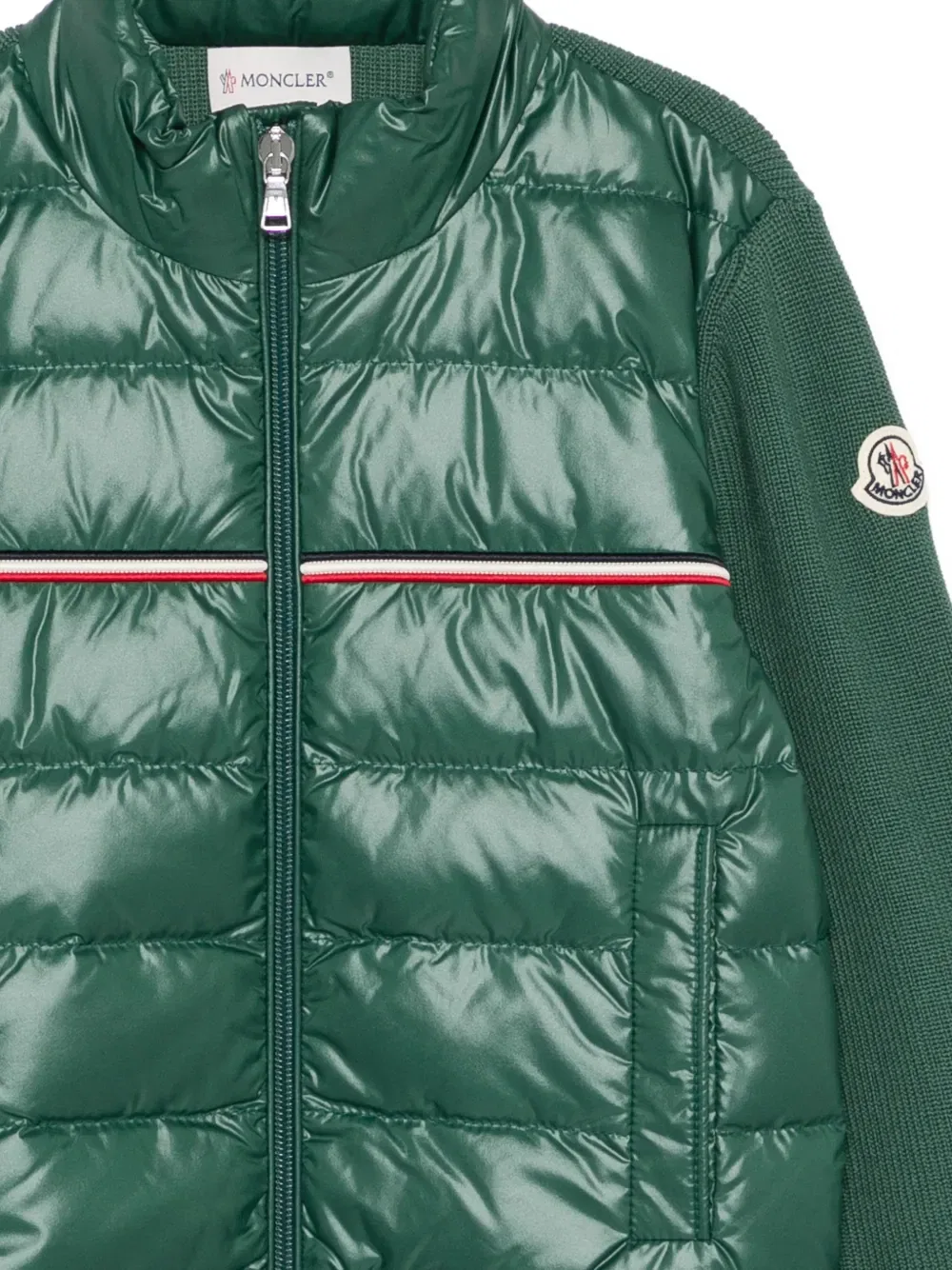 Куртка в трехцветную полоску Moncler Enfant, зеленый — фото 3