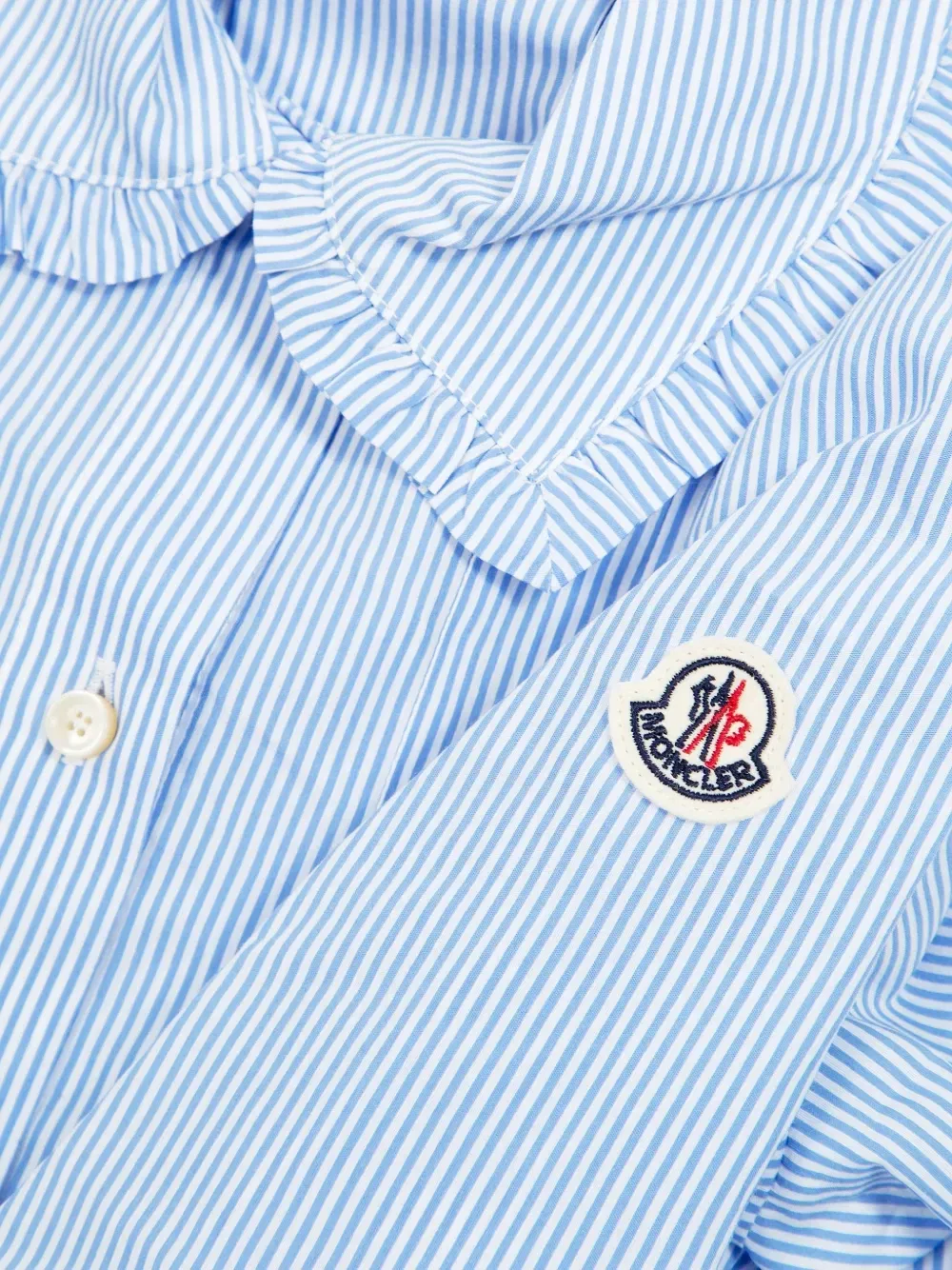 Платье в полоску с оборками Moncler Enfant, синий — фото 3