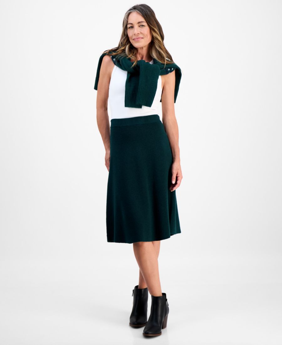 

Укороченная ребристая юбка-свитер Style & Co, Ponderosa Pine