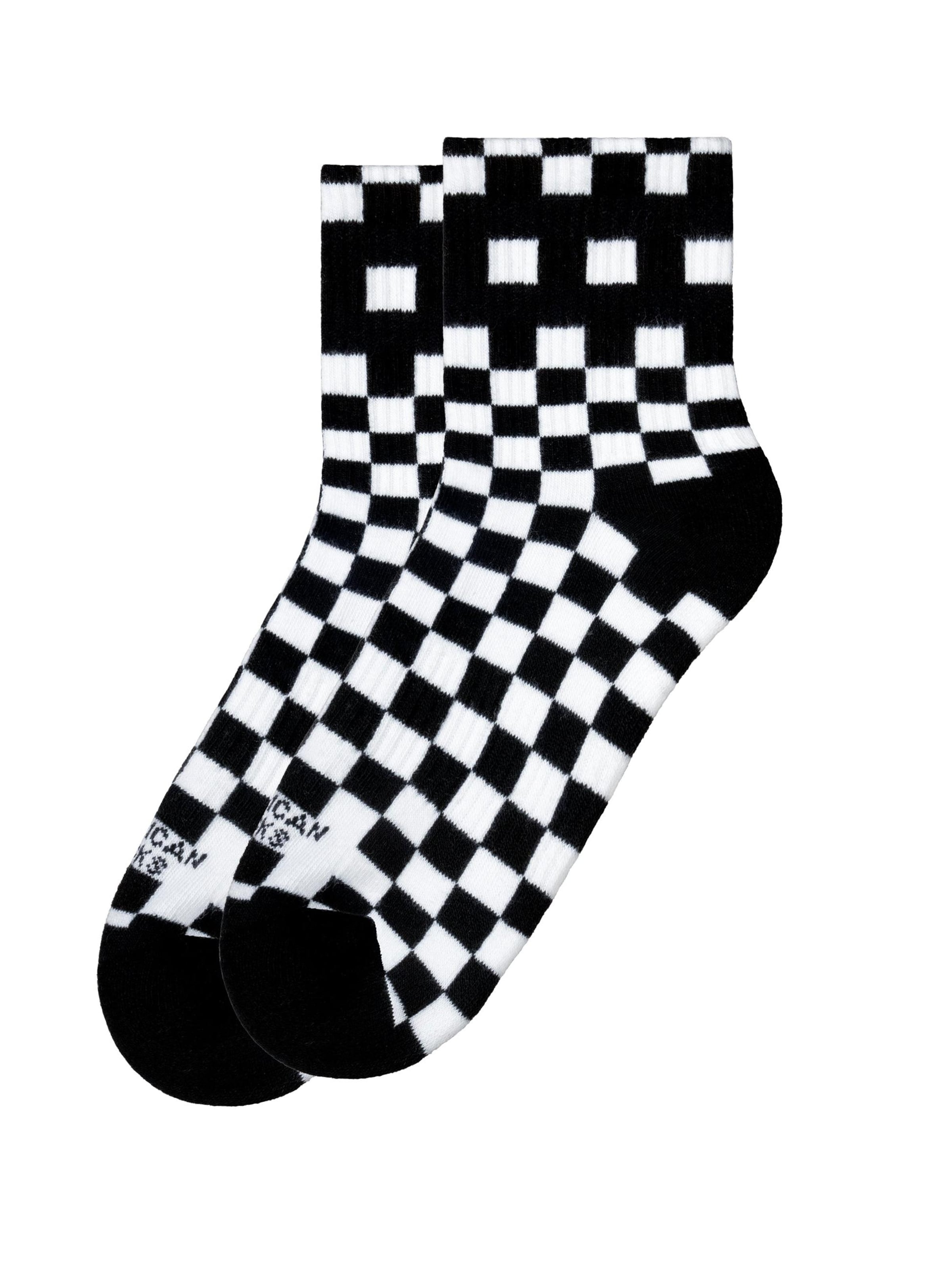 

American Socks Носки до щиколотки 'Checkerboard B/W' в черном цвете
