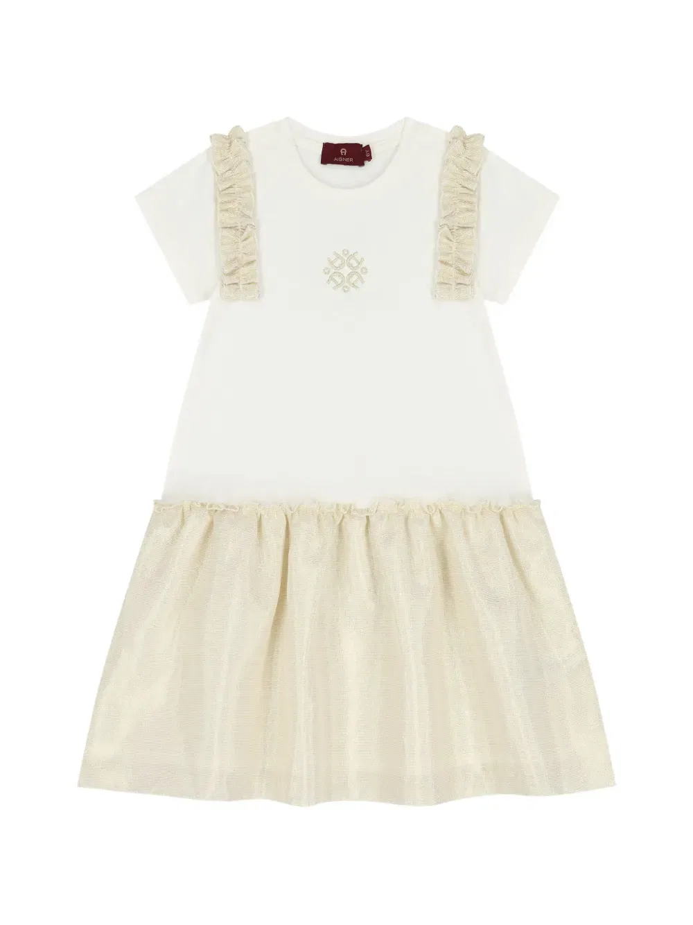 Платье с оборками и аппликацией в виде логотипа Aigner Kids, нейтральный