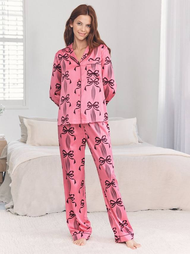 

Пижамный комплект с принтом лука из сатина Chelsea Peers, Pink