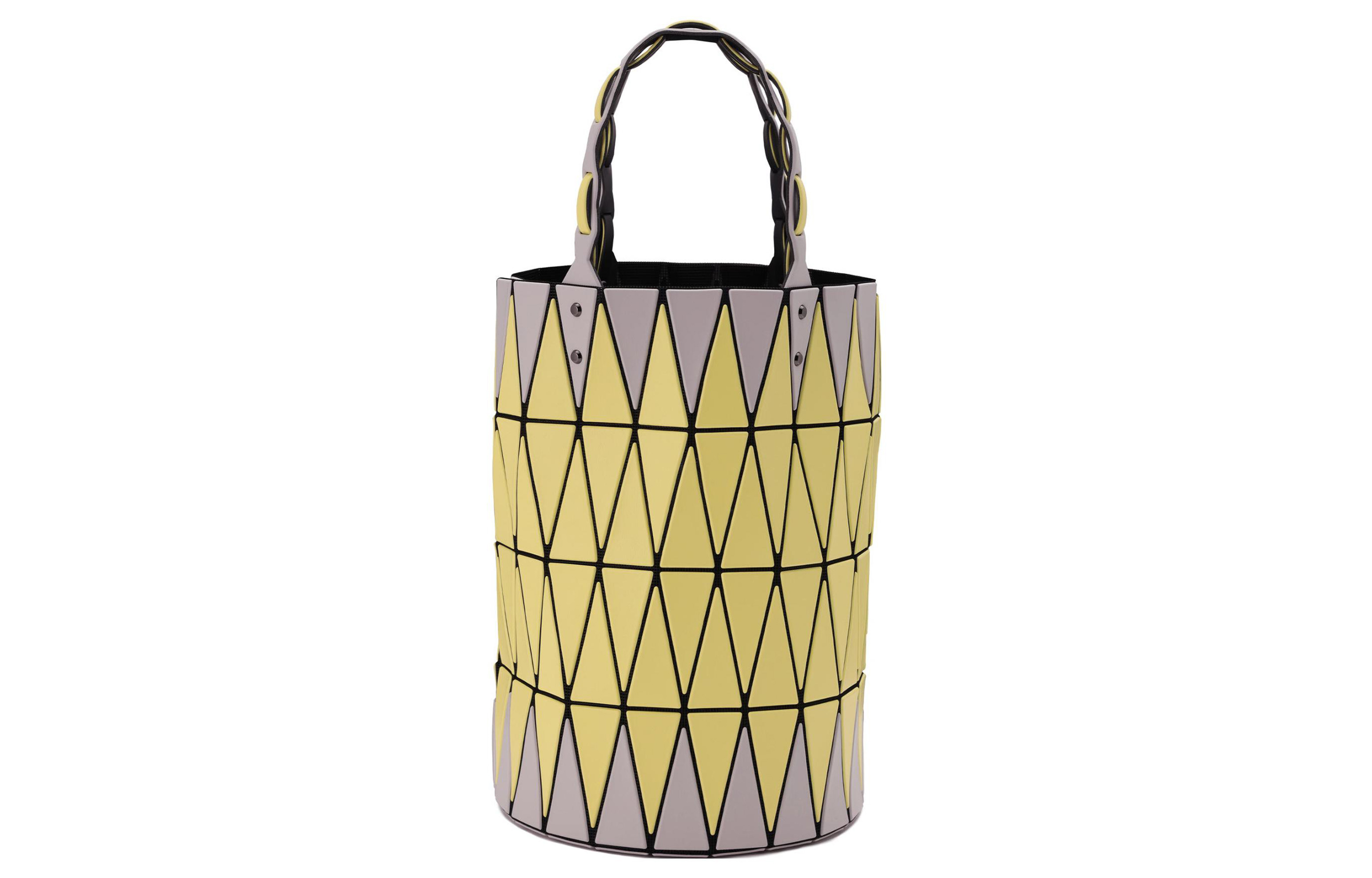 

ISSEY MIYAKE Сумка-корзина из искусственной кожи, обычная женская, светло-серая и желтая