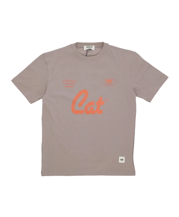 

Серая футболка с изображением замка и вышитым логотипом. Cat, серый