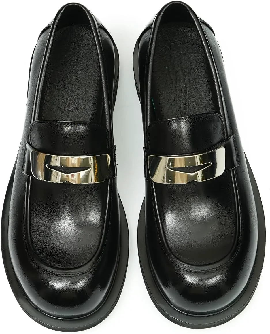 Мужские слипоны Santimon Loafers, формальные лоферы Penny, модные натуральные кожаные с квадратным носком, туфли для выпускного, смокинга, свадьбы, делового и повседневного ношения, легкие туфли для костюма, черный — фото 4