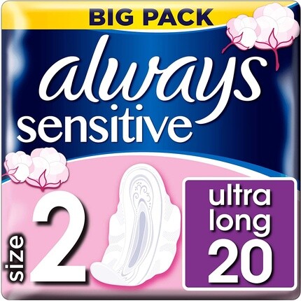 

Always Sensitive Long Always Ultra Damenbinden с крыльями, 20 шт.
