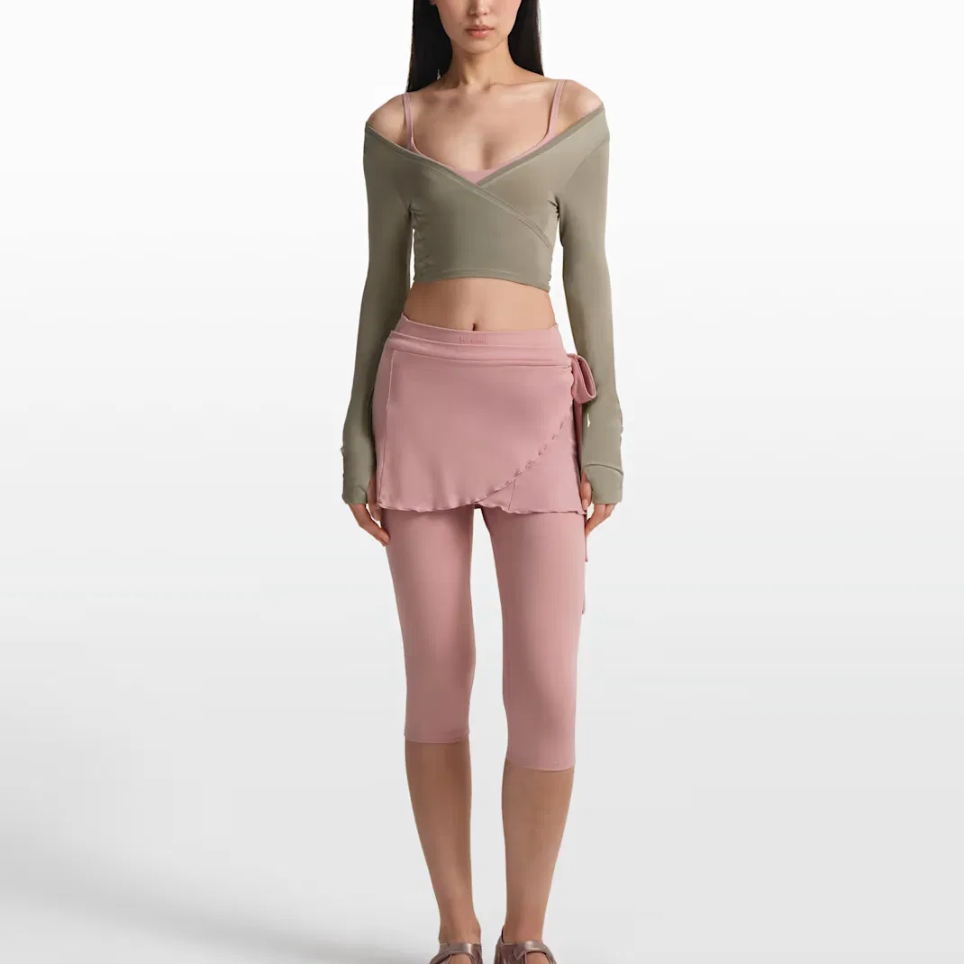 Топ с длинным рукавом SKIMS Stretch Knit Wrap Nike, NSKM Sand Dune — фото 3