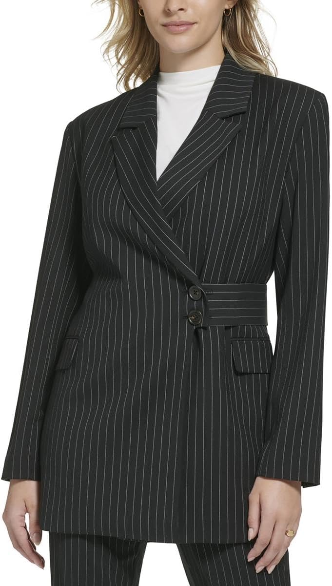 

Женский блейзер Calvin Klein в тонкую полоску на двух пуговицах, Black/White