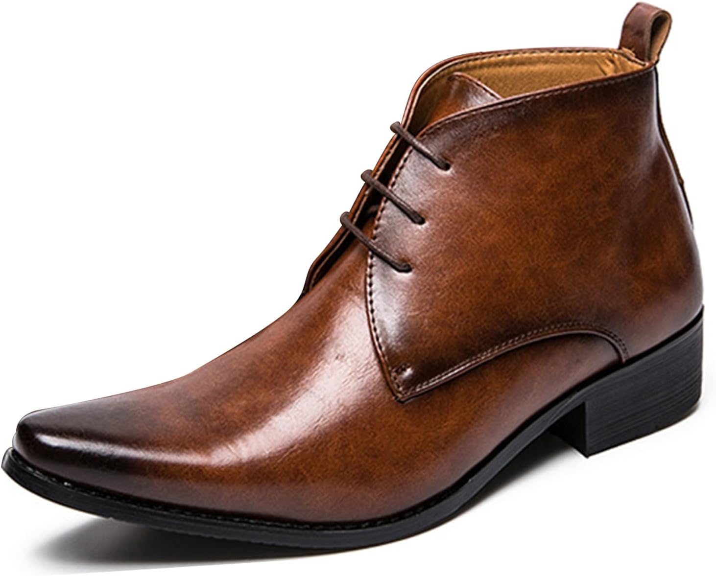 

Мужские кожаные ботинки с заостренным носком на шнуровке, ретро стиль Оксфорд Челси, модные, средней высоты, комфортные, с нескользящей массивной подошвой, для работы, бизнеса, свадьбы и официальных мероприятий Adkgbe, коричневый