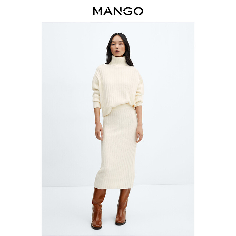 

Женская юбка Mango вязаная, бежевый