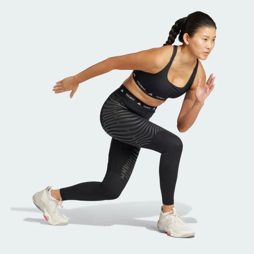 Женский бюстгальтер adidas Techfit Control средней поддержки, черный — фото 3