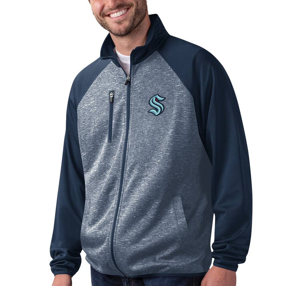 

Мужская спортивная куртка G-III Sports от Carl Banks Deep Sea Blue Seattle Kraken Runners реглан с молнией во всю длину, цвет Krk Navy