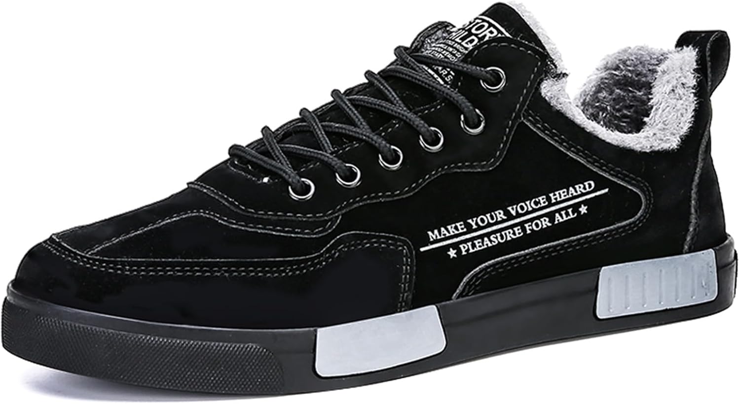 

Мужские зимние низкие кроссовки с мягкой плюшевой подкладкой, модные повседневные обувь для прогулок и походов Generic, черный