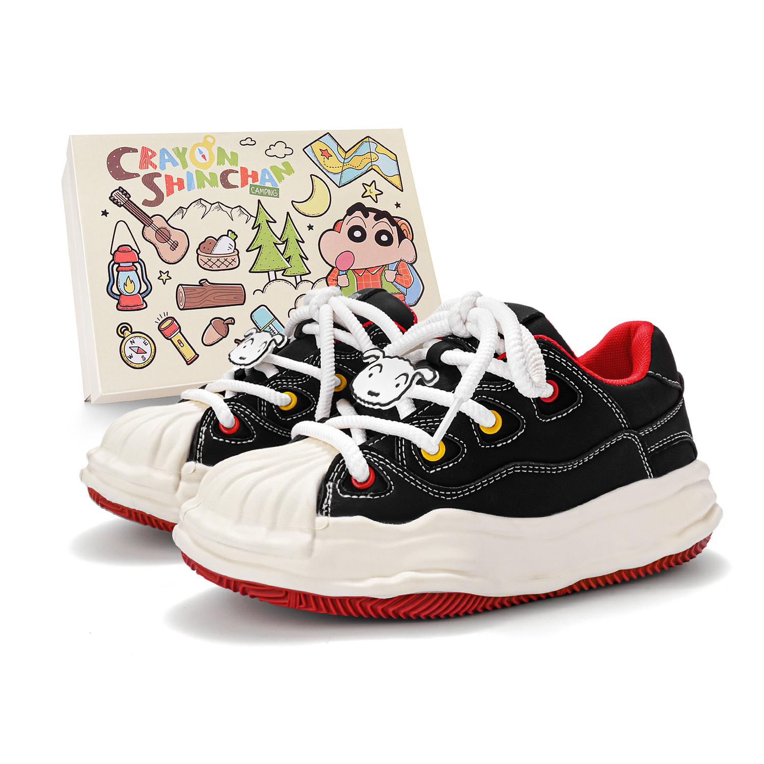 

Crayon Shinchan Коллекция Shell Head Легкие износостойкие и нескользящие кеды унисекс черные, цвет Black