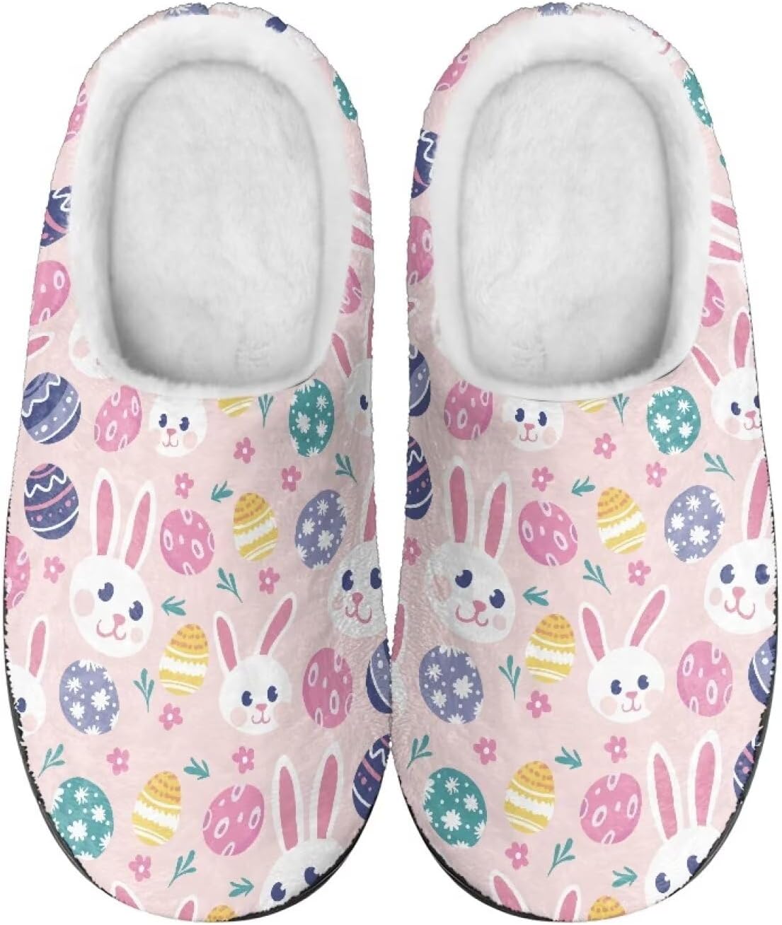 

Тапочки Mintulipy из хлопка, женские пушистые тапочки, домашняя обувь, для дома и улицы, размеры 34-50 (EUR), 3-15 (US) (женские), 8-15 (мужские) для женщин и мужчин, Cute Rabbit and Easter Egg