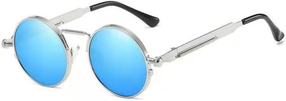 

Классические панк-солнцезащитные очки для женщин, зеркальные круглые металлические солнцезащитные очки с антибликовым покрытием, винтажные мужские очки для вождения, защита от УФ-излучения UV400 KTUCN, 13