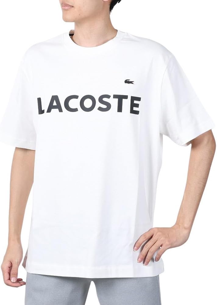 

Официальная мужская футболка с коротким рукавом и резиновым принтом LACOSTE Heavyweight с логотипом бренда, светло-бежевый