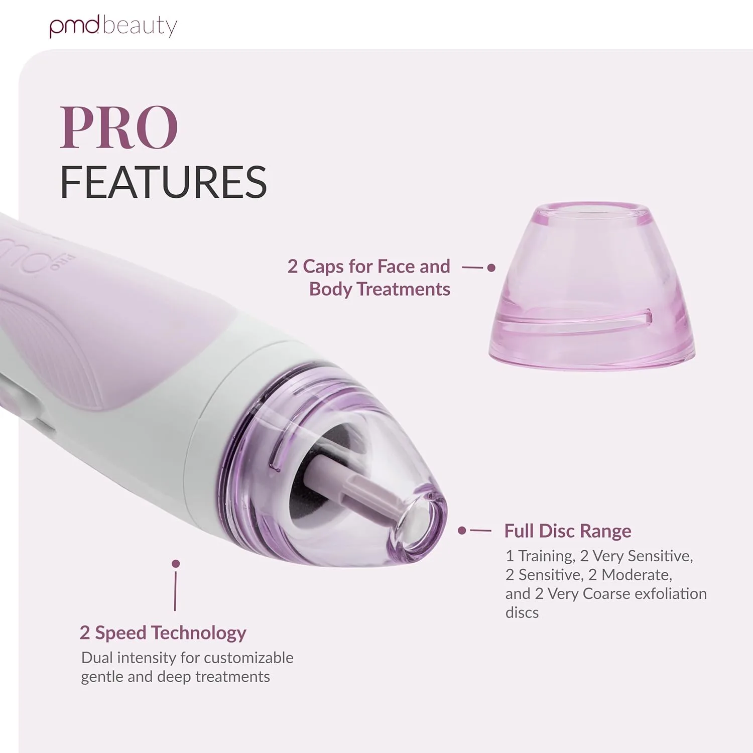 PMD Beauty Personal Microderm Pro - Инструмент для микродермабразии для домашнего использования, отшелушивающий скраб для лица и тела., Lavender — фото 3