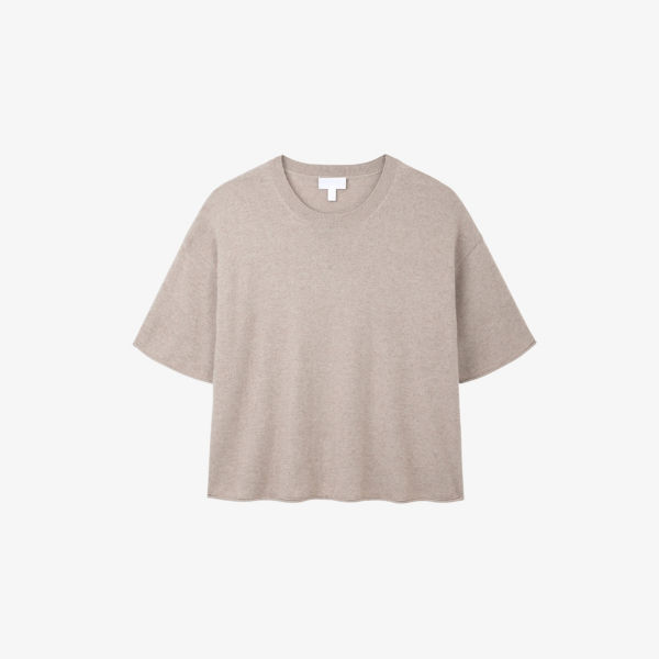 

Футболка из хлопка с подкатанным краем The White Company, цвет hazelwood