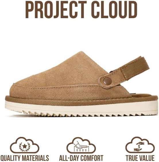 Сабо Project Cloud Kids из натуральной кожи с задним ремешком - с эффектом памяти и легкие сандалии для мальчиков и девочек с регулируемыми ремешками - противоскользящие сабо для детей (Little Goldstar), Wheat Suede — фото 3
