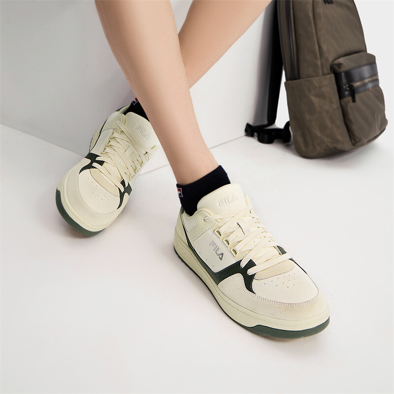 Кроссовки FILA Targa Skateboarding Shoes Men Low-top Milk White/Beetle Green, зеленый — фото 4