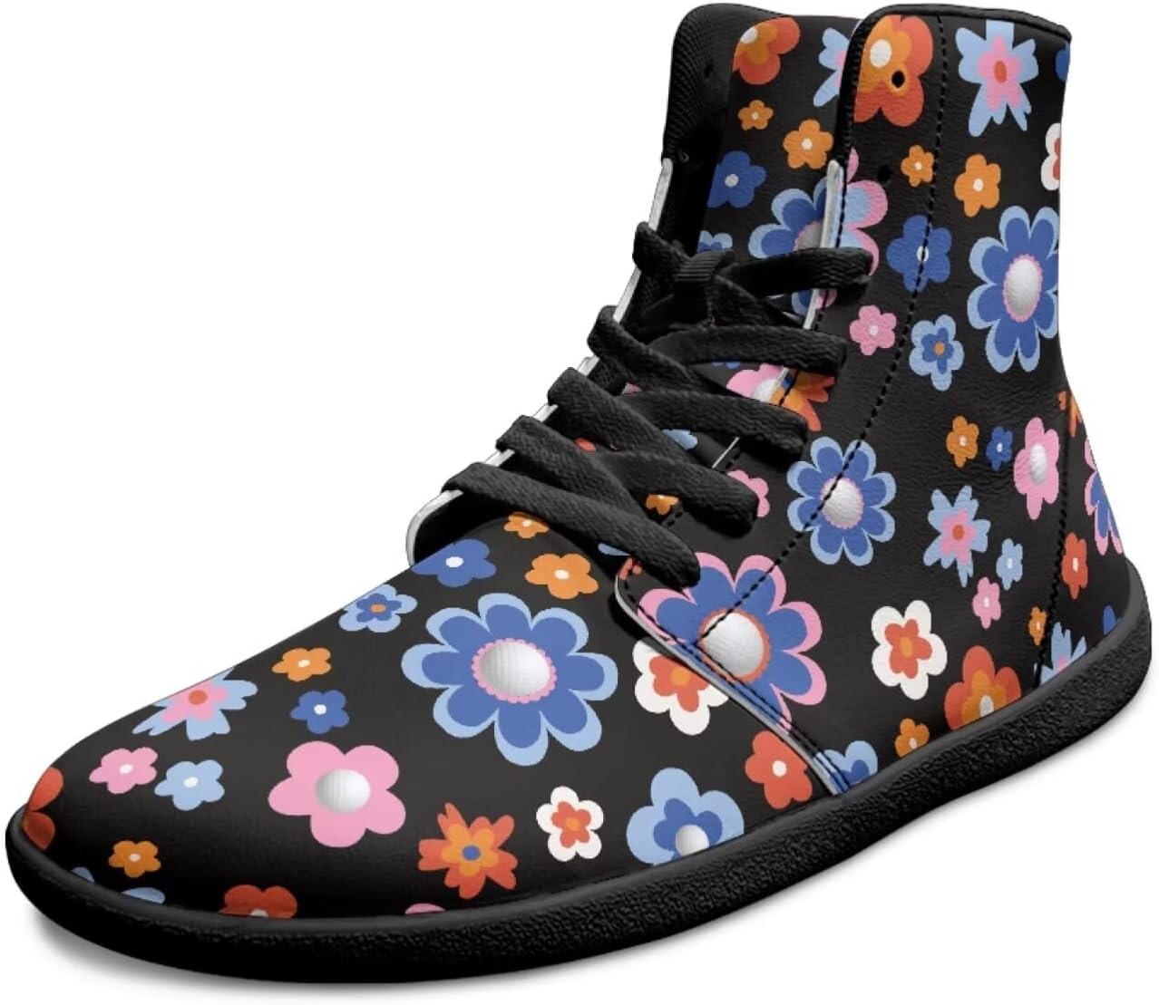 

Женские и мужские туфли-бабочки, минималистичные обувь для босоногой ходьбы, кожаные повседневные кроссовки, на высокой платформе, с нулевым перепадом подошвы Chririnla, Retro Cute Groovy Flower