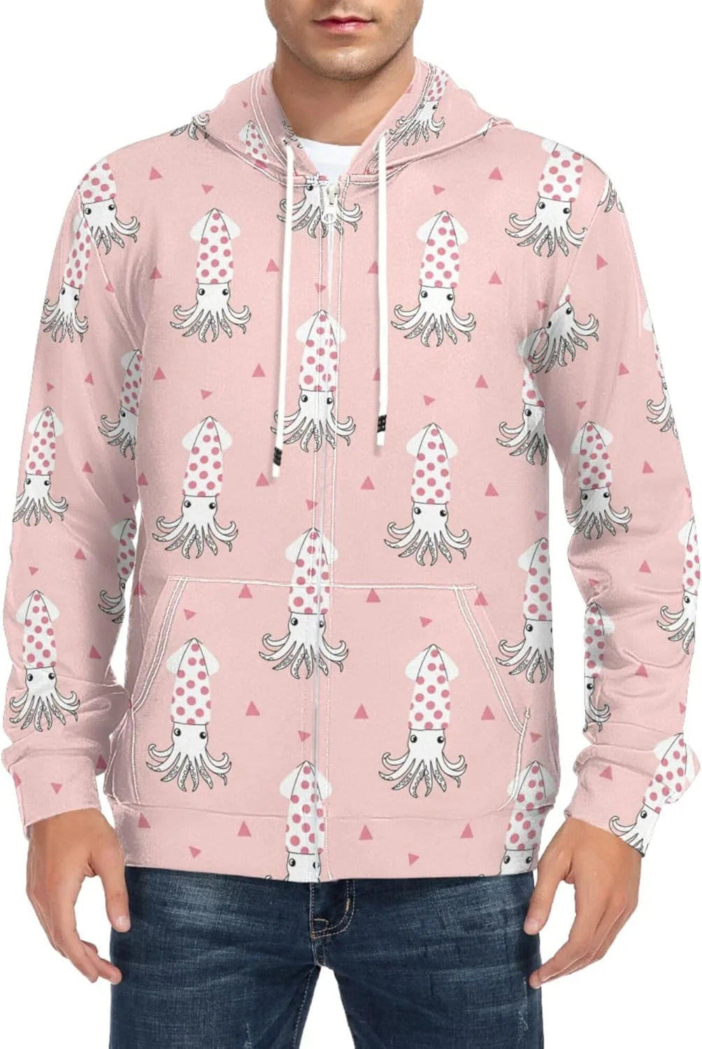 

Мужская худи на молнии Squid Polka Dots с длинным рукавом и карманом CUPADA