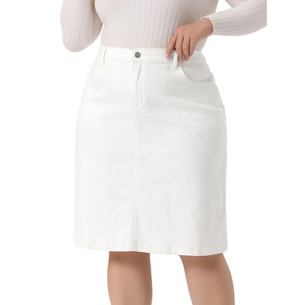 

Женская джинсовая юбка plus size с разрезами, карманами и эластичным поясом Agnes Orinda