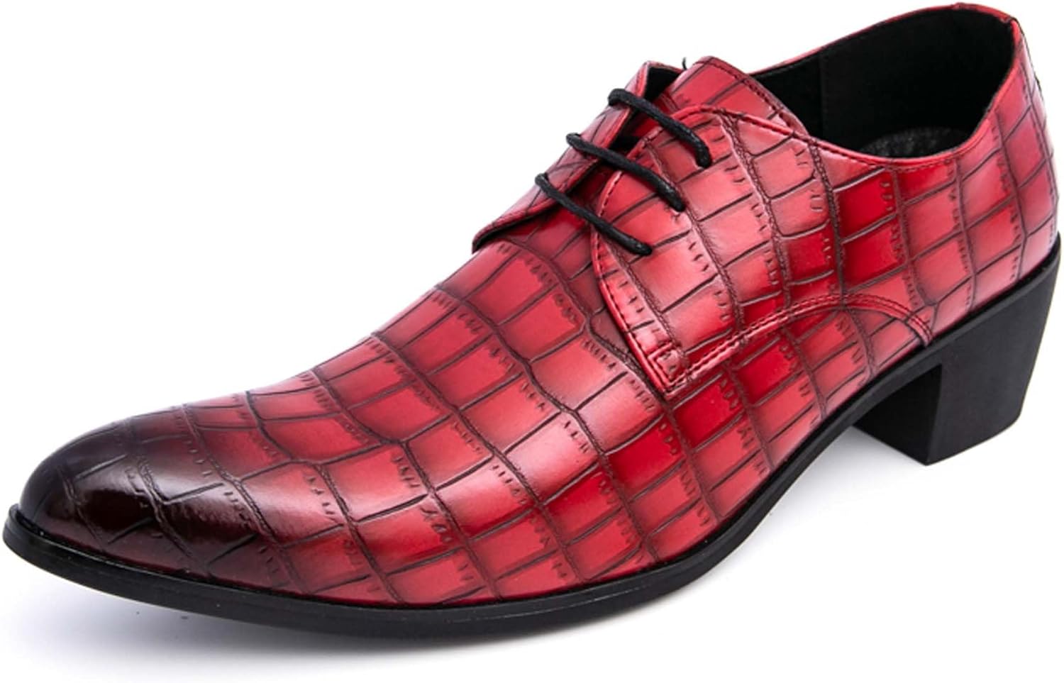 

Мужские модные туфли-оксфорды на массивном каблуке с острым носком, подходящие для делового, повседневного и формального стиля, а также для деловых встреч, свадеб, банкетов и посещения церкви Generic, красный