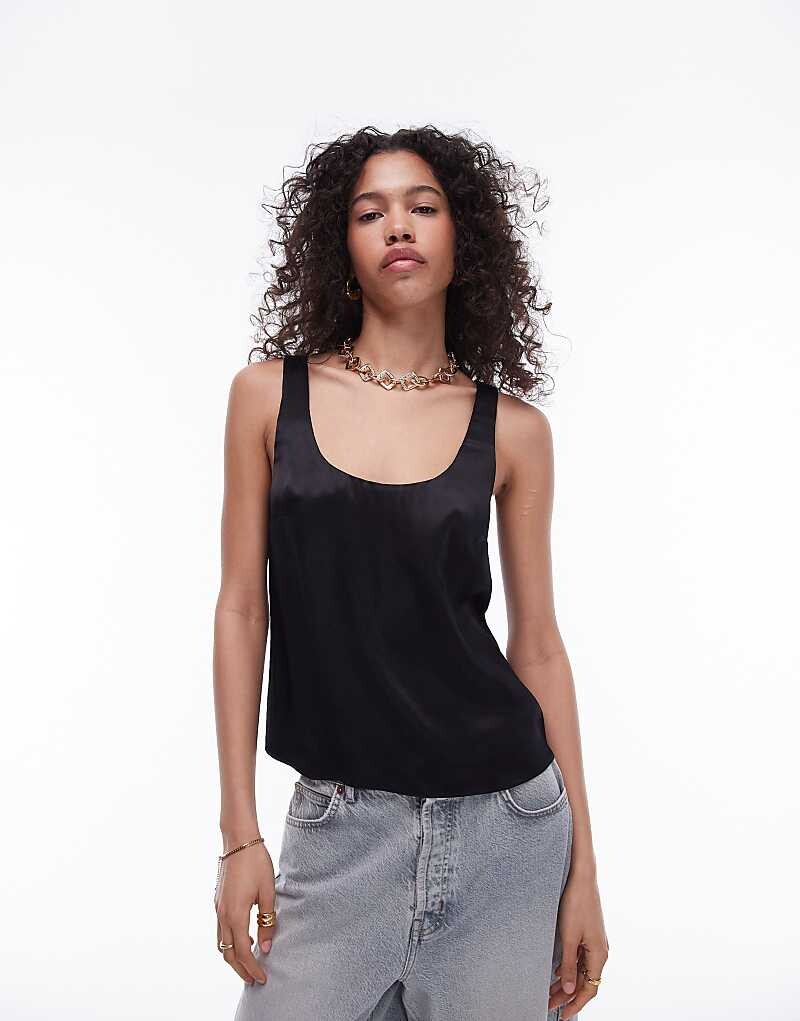 

Topshop – Черная майка с овальным вырезом
