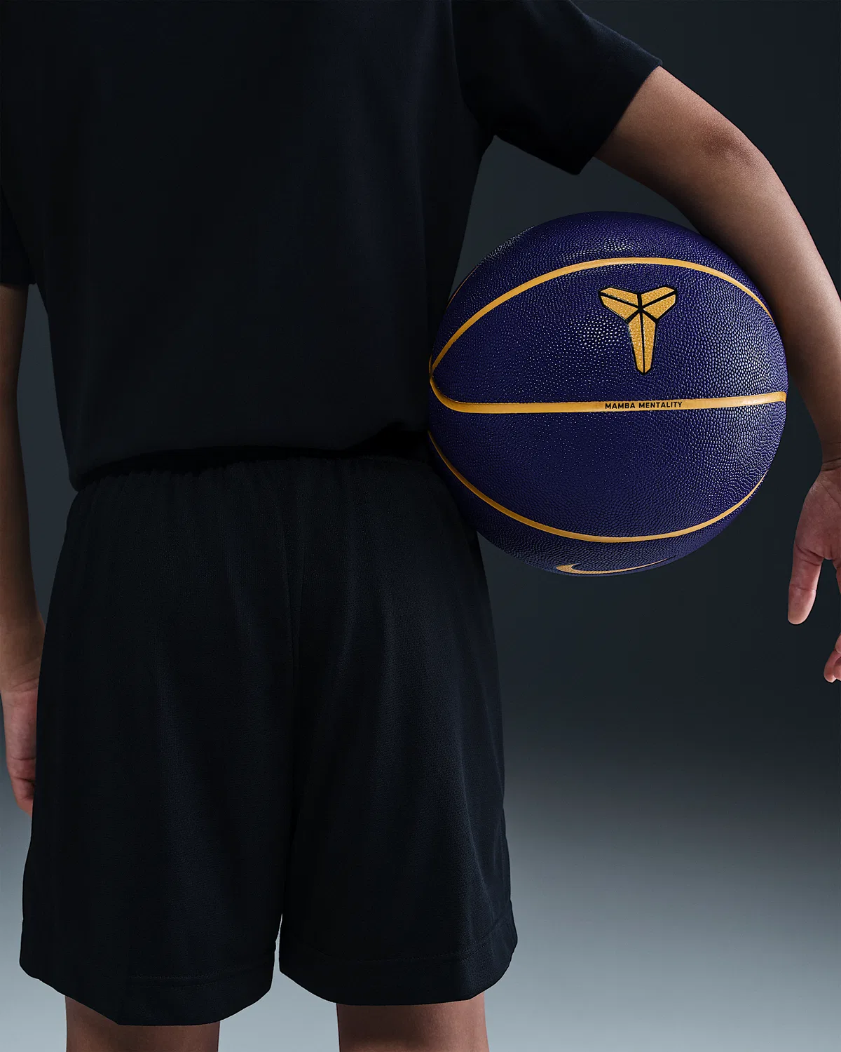 Большие детские шорты Dri-FIT Kobe, Black/Black/White — фото 3