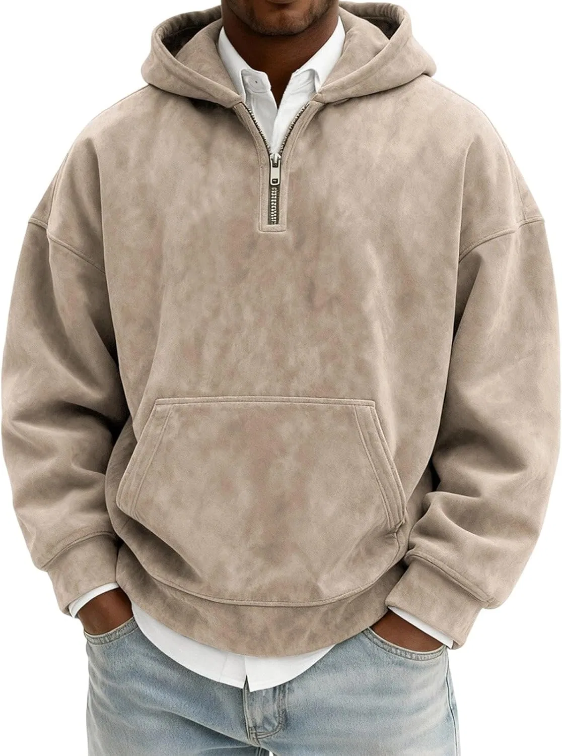 Толстовка на молнии мужская, оверсайз, бренд Generic, цвет Khaki