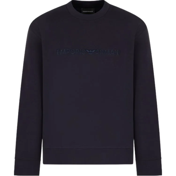 

Asv Double jersey свитшот с тисненым вышитым логотипом EMPORIO ARMANI, marine синий