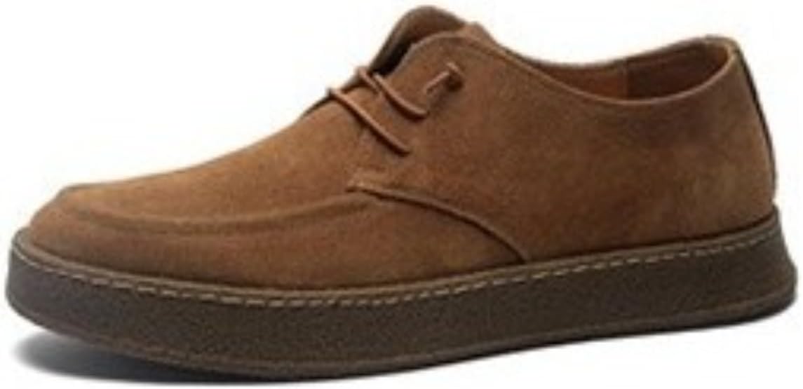 

Мужские замшевые кожаные оксфорды на шнурках с платформой, повседневные, с круглым носком, противоскользящие, мягкие, с удобной посадкой, дерби для вечеринки, офиса, банкетов, прогулок и вождения Netehadi, коричневый