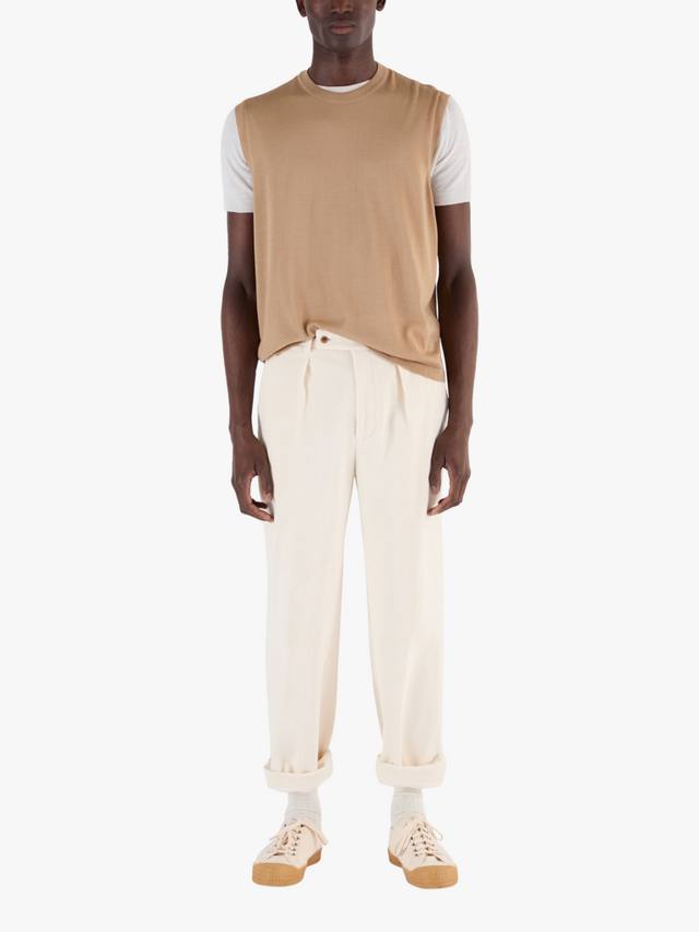 

Мерино шерстяной вязаный топ John Smedley, Light Camel/Persian Red