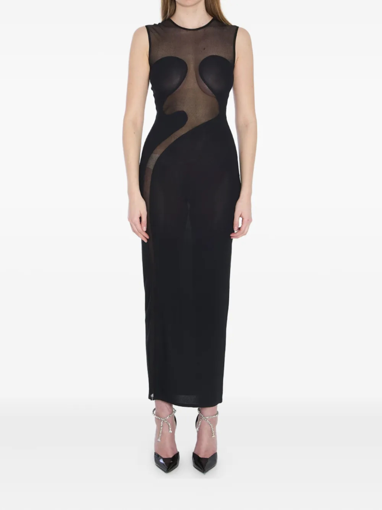 

Alaïa шелковое платье миди, черный