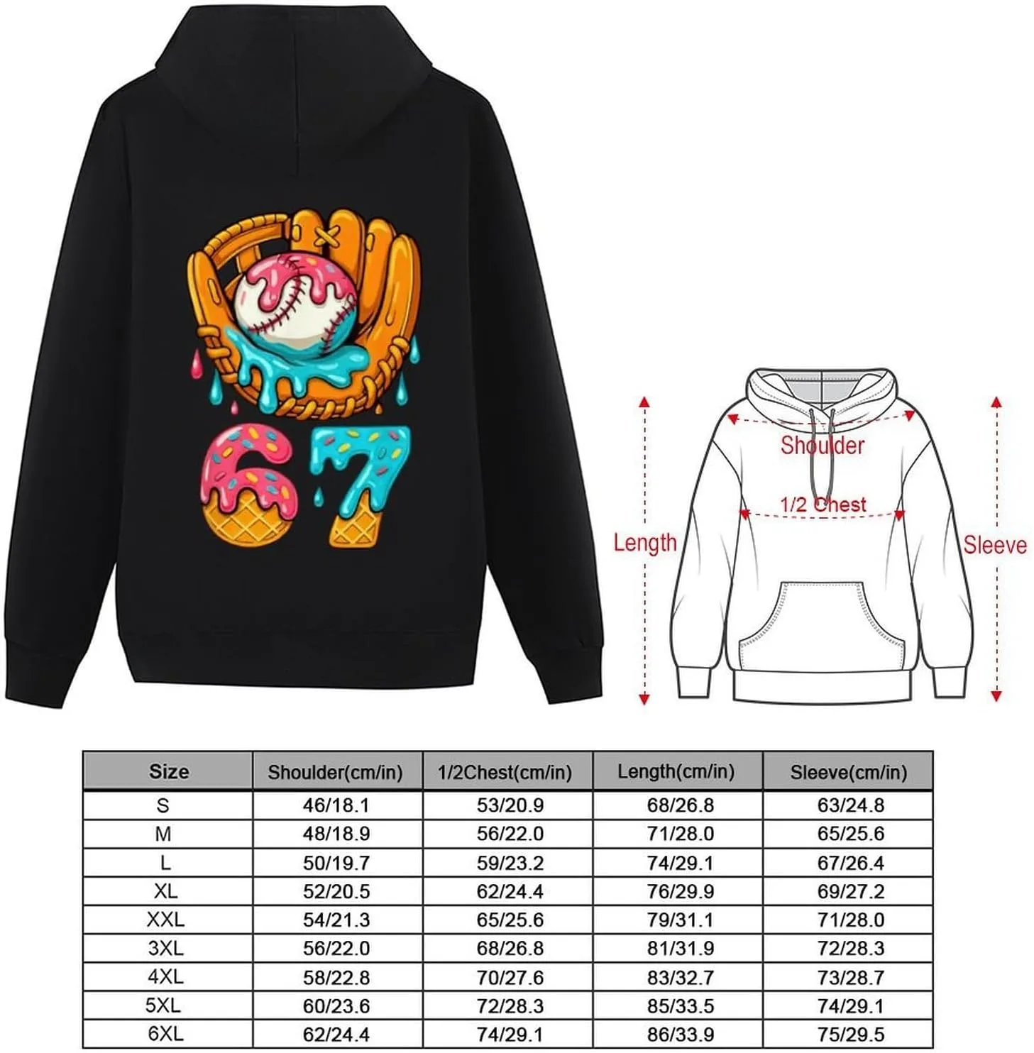 Толстовка с капюшоном 67 Ice Cream Drip, casual, мягкая, с карманом — фото 2