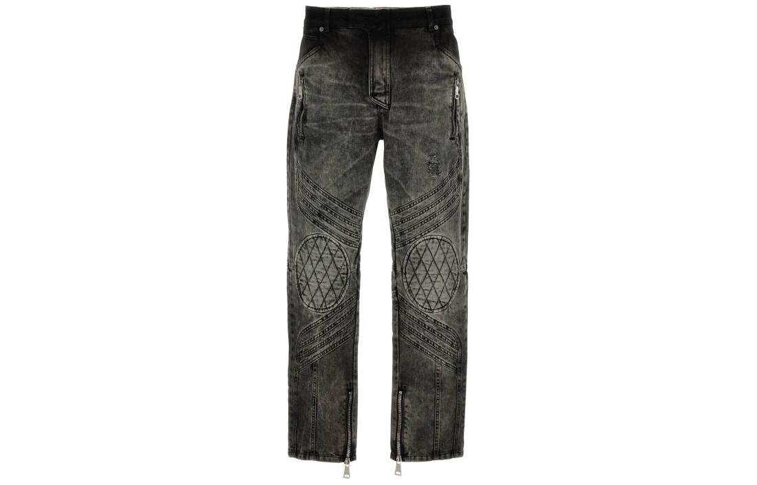 BALMAIN Джинсы Motor Denim с эффектом отбеливания и молнией