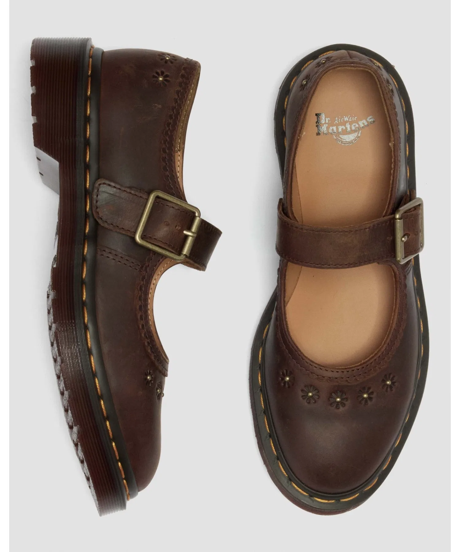 Мужские туфли Dr. Martens MARY JANE с цветочным узором коричневые — фото 3