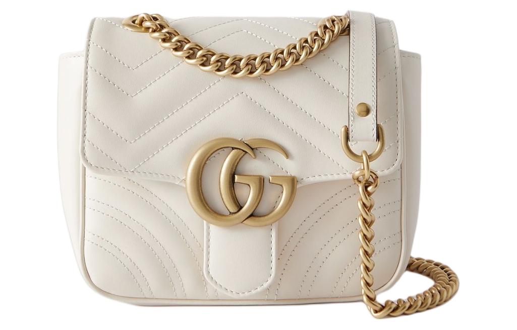 

Кожаная камера-мессенджер Marmont через плечо на пояс женская белая GUCCI