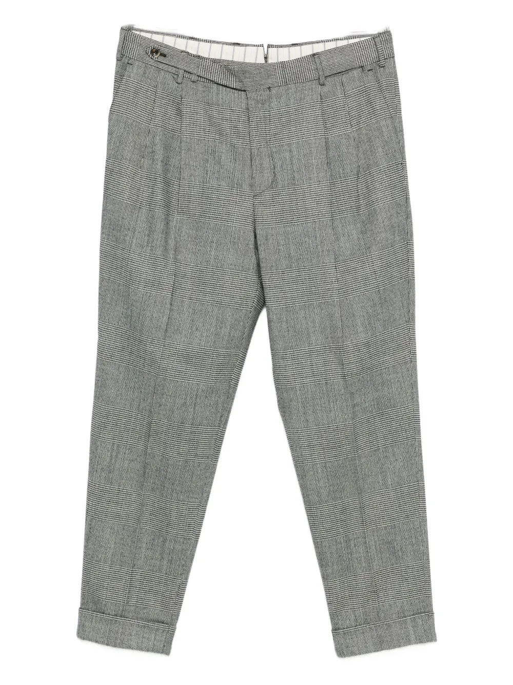 

Клетчатые шерстяные брюки с манжетами Pt Torino, серый