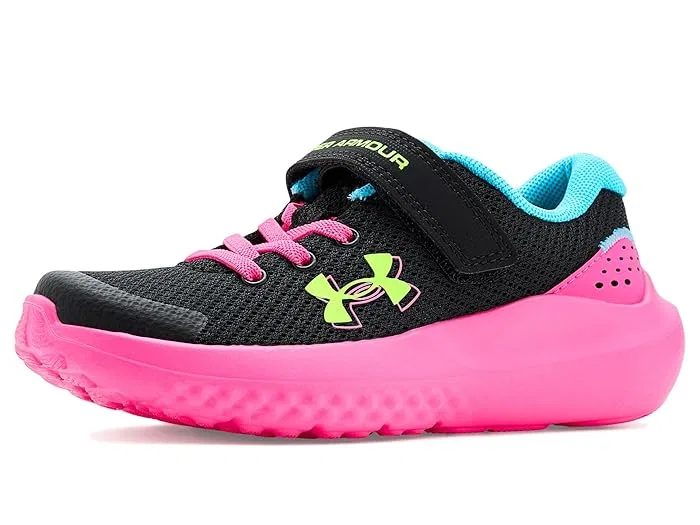 Кроссовки детские Pre School Surge 4 Alternate Closure Under Armour Kids, Black/Fresco Blue/Hyper Green