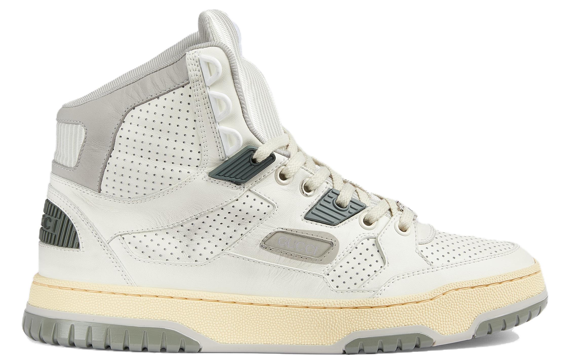 Женские кроссовки High Top 'Distressed Effect Off White' GUCCI, экрю — фото 2