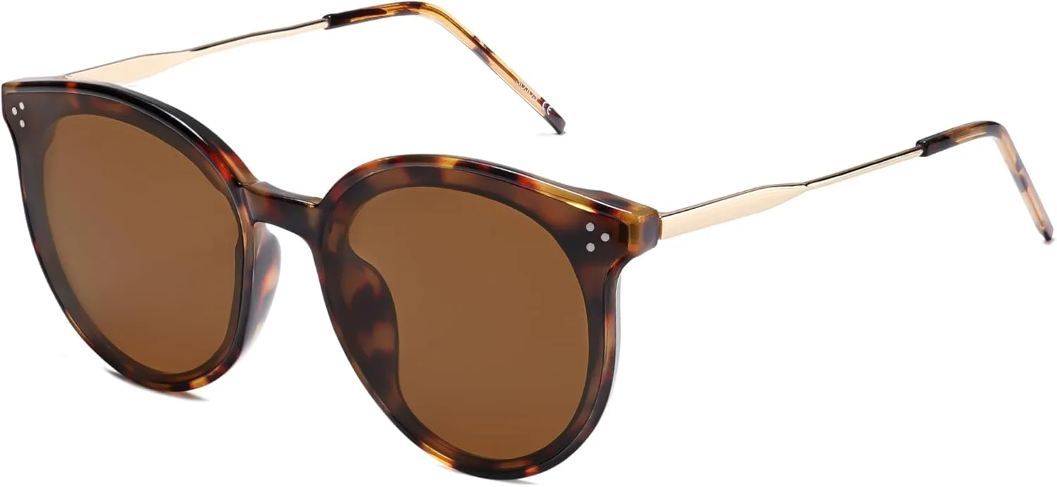 

SOJOS Классические модные круглые солнцезащитные очки для женщин и мужчин, большие, с защитой от УФ-излучения UV400, для отдыха, модель SJ2068, Tortoise/Brown